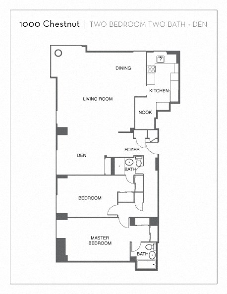 Floor plan for 2 beds, 2 baths